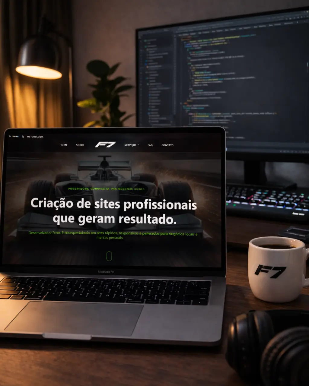 Workspace com código e site em desenvolvimento