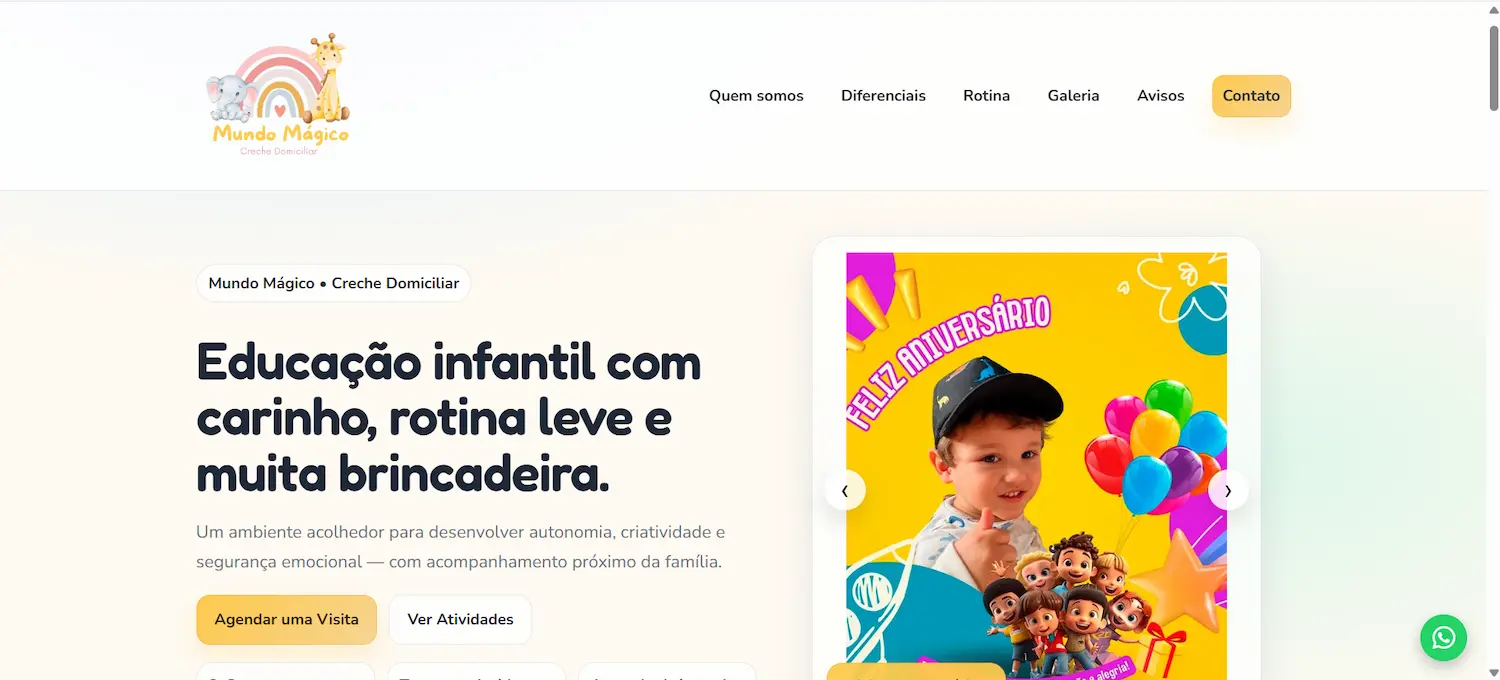 Preview do site Creche - Mundo Mágico